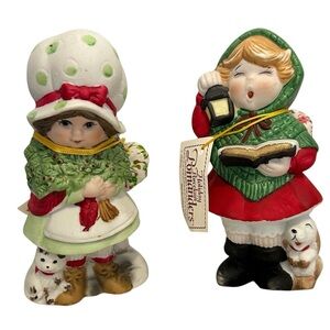 VINTAGE PORCELAIN CHRISTMAS CAROLLER POMANDER FIGURINE BUNDLE JASCO